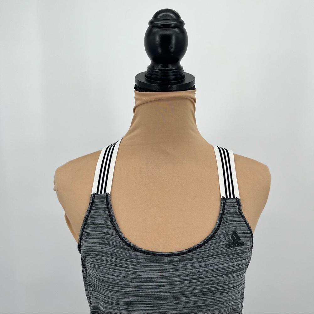 Adidas gray marbled elastic straps criss cross back workout gym tank top sz S - Picture 7 of 10